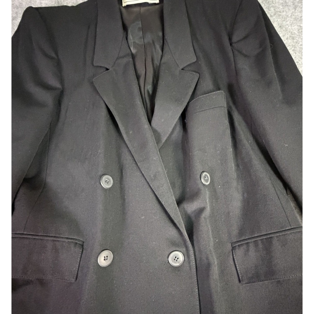 Black Double Breasted 100% Worsted‎ Wool Blazer Jacket Size 12 Made in USA